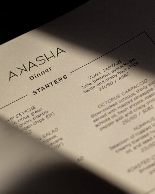 Last call for the First Table. 🍽️

Saturday, October 03, a limited few will taste Akasha's new menu before anyone else. The final seats are going, don't miss your chance to be first.

📅 Saturday, October 3
🕕 Seating: 6:00pm to 8:00pm
🥂 A curated 3-course experience from our new dinner menu
💵 $70 USD per person

📲 Reserve your seat | Link in bio | reservations@akashabelize.com
.
.
.
#FirstTable #AkashaBelize #NewMenu